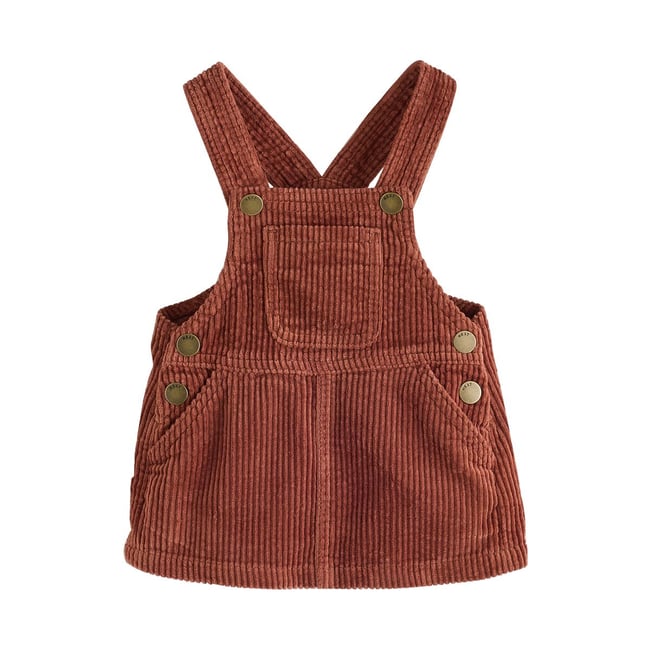 Robe chasuble en velours côtelé érable brun <span itemprop=