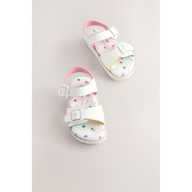 Sandales buckle blanc <span itemprop=