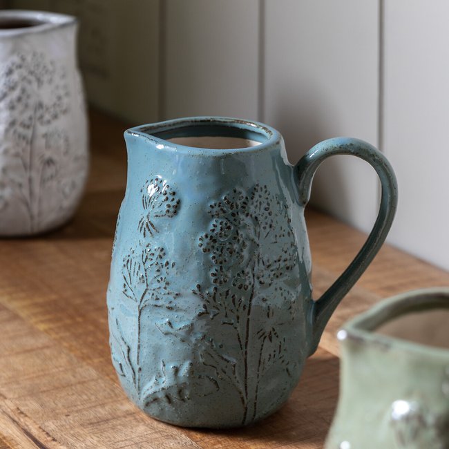 Meadow Embossed Ceramic Jug - SO'HOME