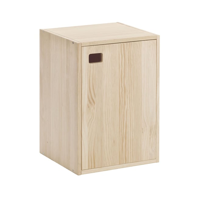 Meuble 1 porte en pin massif avec 1 tablette réglable en hauteur - L37 x H53,5 cm Couleur bois clair <span itemprop=