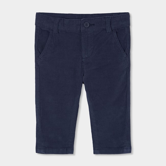 Pantalon garçon velours côtelé fin bleu <span itemprop=