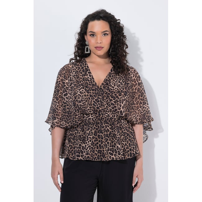 Blouse en mousseline motif léopard champagne clair <span itemprop=