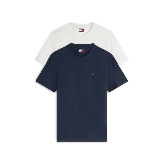 Lot de 2 T-shirts manches courtes slim ecru + bleu <span itemprop=