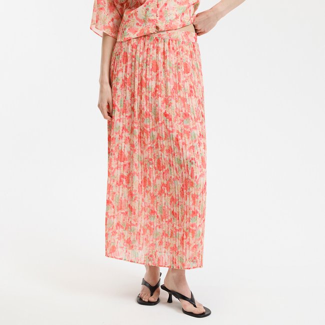 Jupe longue plissée, imprimée imprimé multicolore <span itemprop=