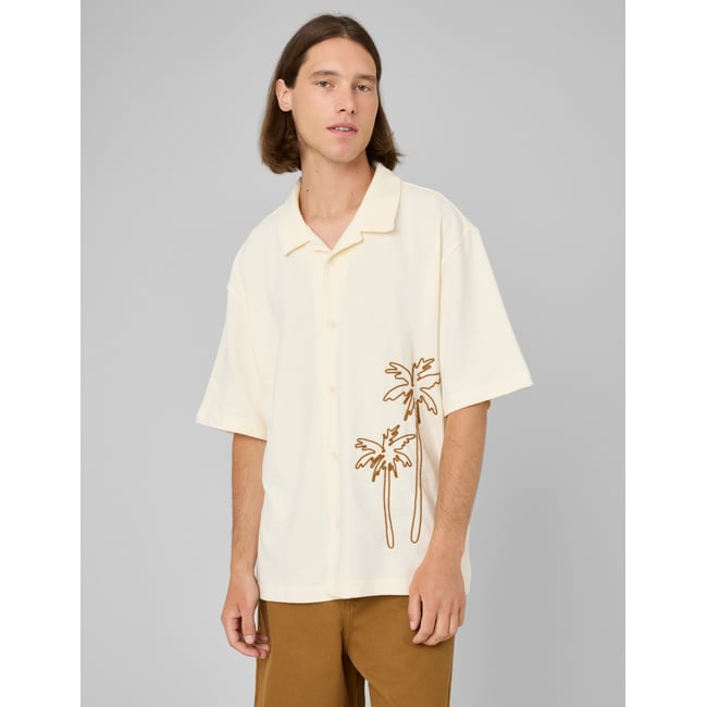 Chemise manches courtes fantaisie naturel <span itemprop=