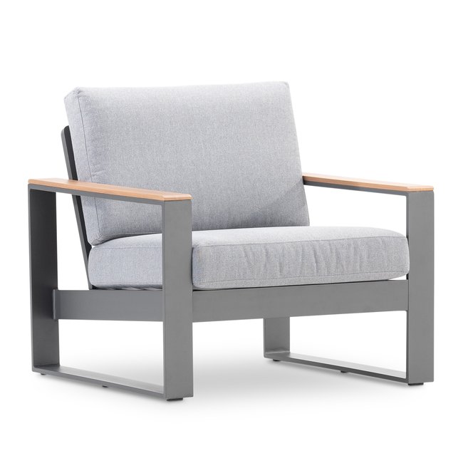 Fauteuil aluminium, lot de 2, MANHATTAN gris anthracite, coussin gris <span itemprop=