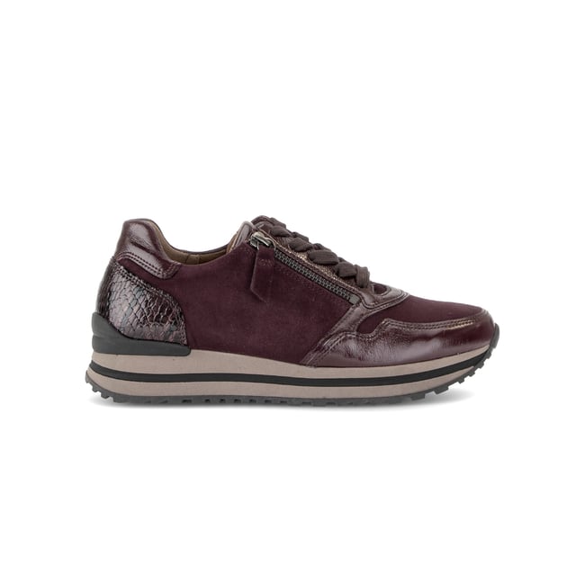 Baskets en cuir à talon compensé rouge <span itemprop=
