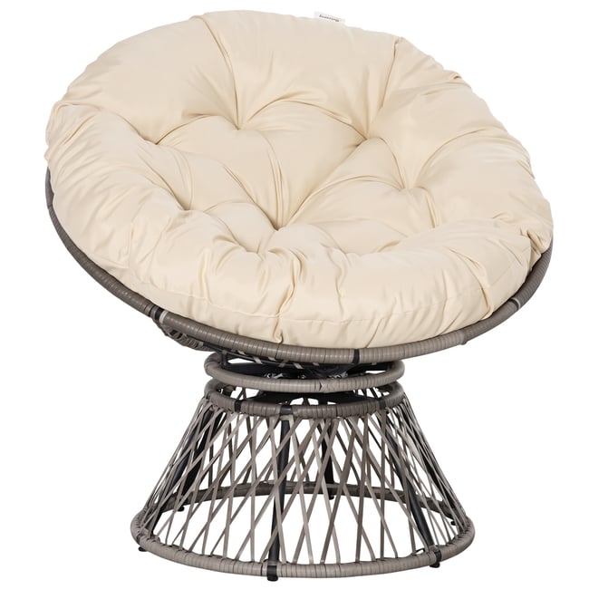 Fauteuil pivotant en rotin Résine tressée crème <span itemprop=