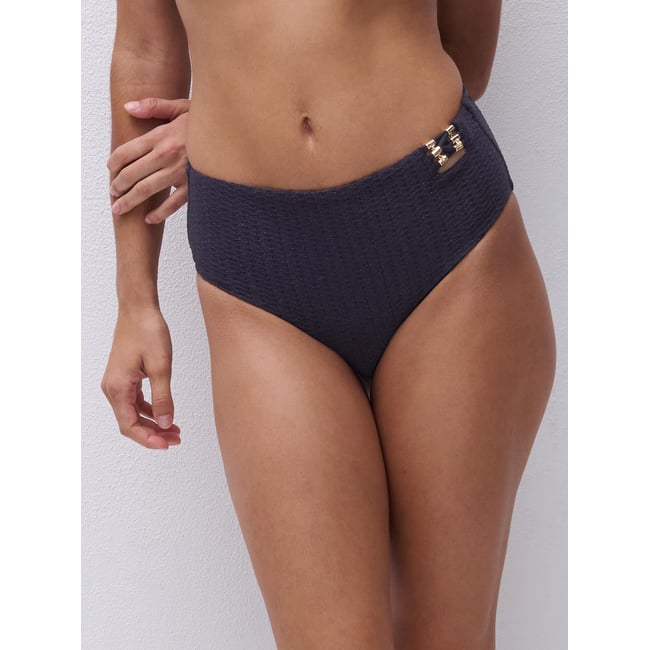 Bas de maillot de bain culotte haute MINUIT perle noire <span itemprop=