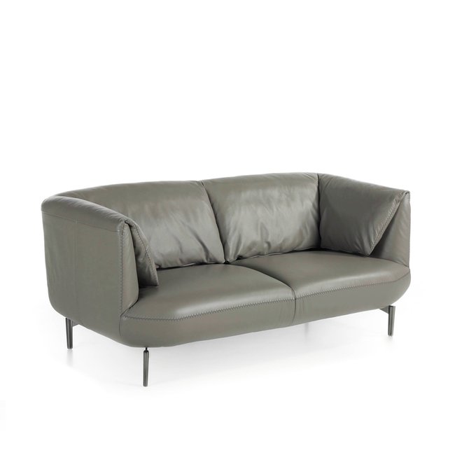 Canapé en cuir et acier Couleur gris | noir <span itemprop=