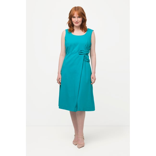 Robe sans manches à col V et drapé pétrole clair <span itemprop=