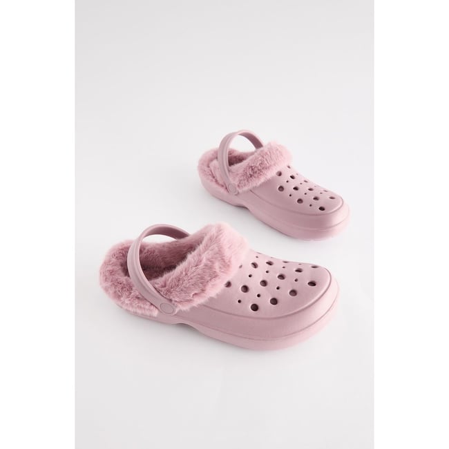 Chaussons sabots fourrés pour femme rose <span itemprop=