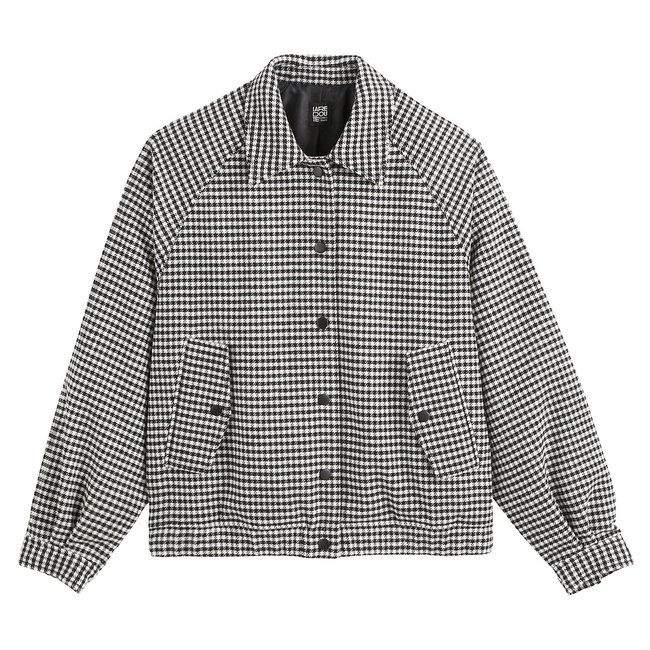 Blouson style bomber, motif pied-de-poule  carreaux pied de poule <span itemprop=