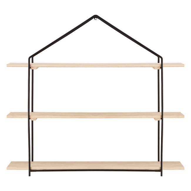 Drake House-Shaped Wall Shelving Unit, black, SO'HOME