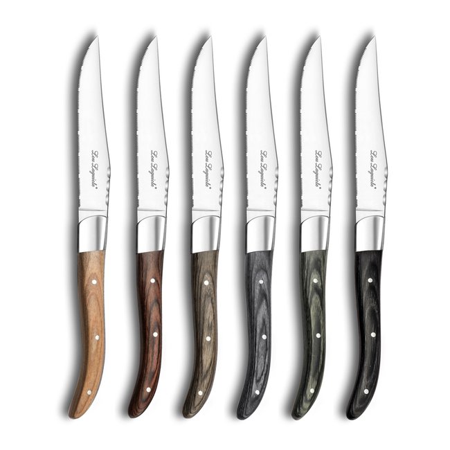 Coffret 6 couteaux steak - LOUIS bois <span itemprop=