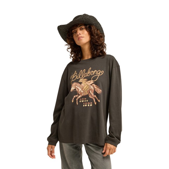 T shirt manches longues FAMILIAR ROADS noir off black <span itemprop=