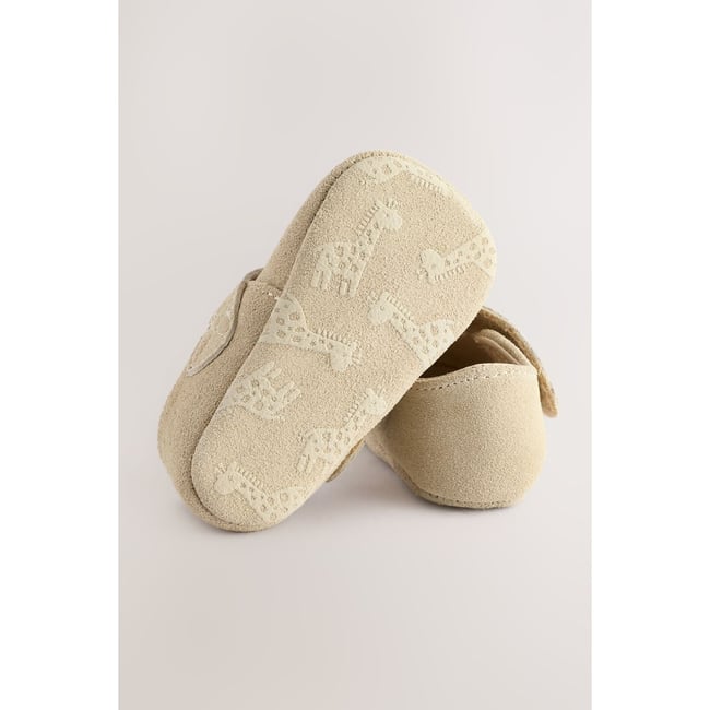 Chaussures style salomé en cuir bébé daim pierre <span itemprop=