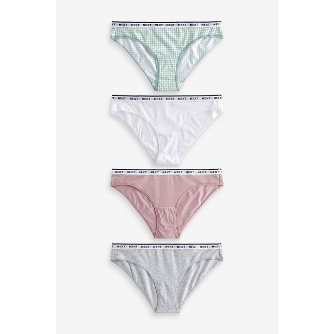 4 culottes avec logo - coupe bikini imprimé vichy/mauve/gris chiné/blanc <span itemprop=