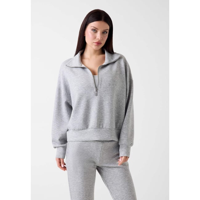 Sweatshirt À Demi-Fermeture Éclair gris <span itemprop=