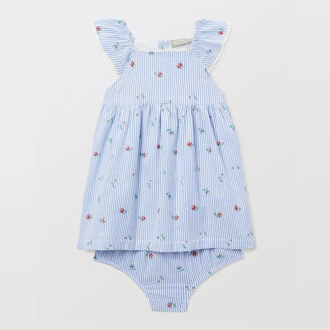Robe portefeuille avec bloomer rayés et imprimés en coton tender <span itemprop=