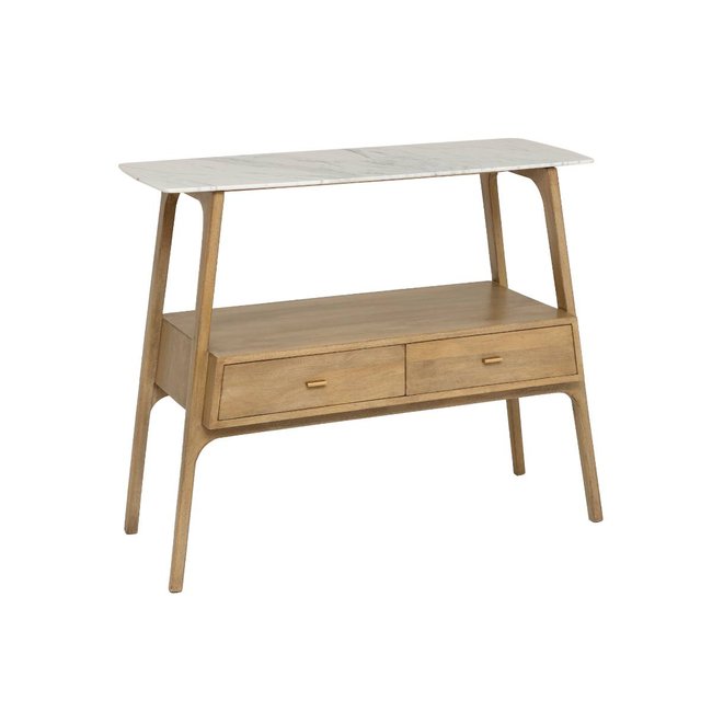 Console en bois de manguier et marbre  HARI Couleur bois clair <span itemprop=