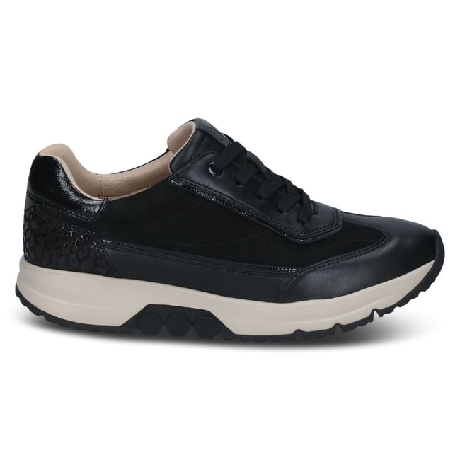 Basket en cuir noir zèbre <span itemprop=