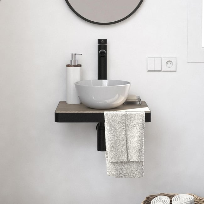 Lave-mains plan fin + vasque SOHO Couleur décor chêne <span itemprop=