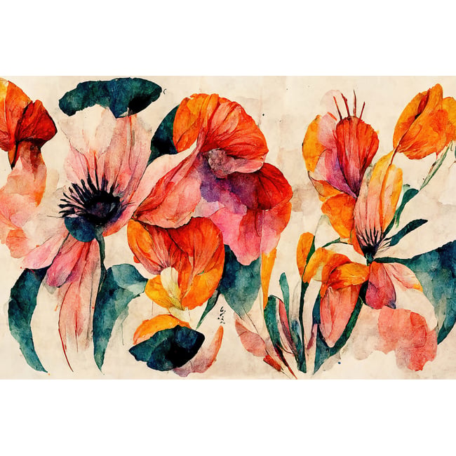 Tableaux fleurs coquelicot et aquarelle - HEXOA