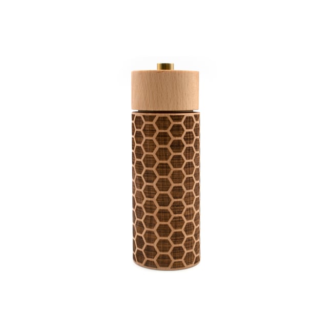 Moulin à Sel en bois d'Hêtre, HONEYCOMB naturel <span itemprop=