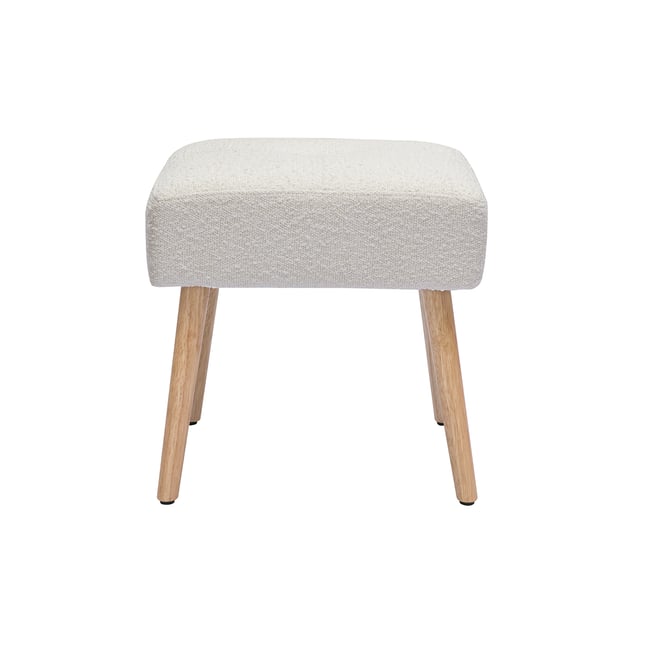 Tabouret bas en tissu effet velours texturé terre brûlée et bois clair massif H46 cm GUESTA - MILIBOO