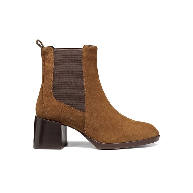 Walk Pleasure 55T Heeled Suede Ankle Boots, hazel, GEOX