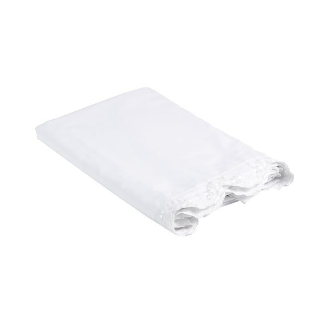 Drap Plat Brodée Héloise Percale De Coton - HELOISE blanc <span itemprop=