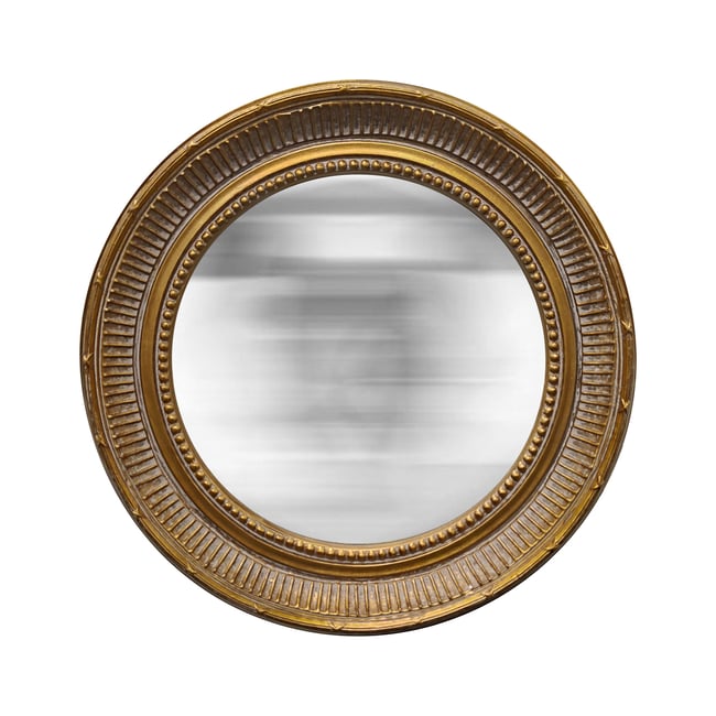 Miroir convexe 28cm int et 38cm ext Couleur or <span itemprop=