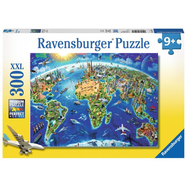 Puzzle 300 pièces XXL - Carte des monuments du monde - RAVENSBURGER