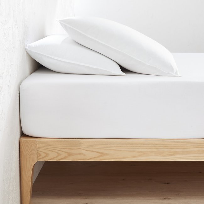 Scenario Plain 100% Organic Cotton Percale 200 Thread Count Fitted Sheet - LA REDOUTE INTERIEURS