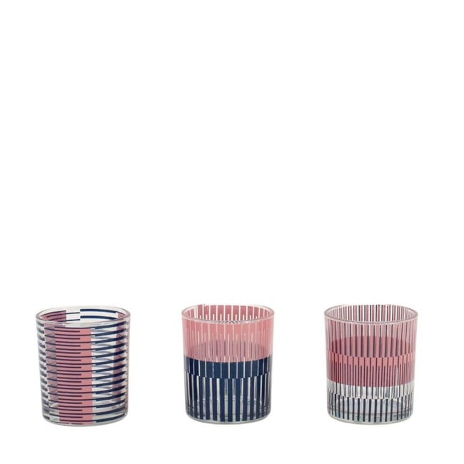 Lot de 3 photophores en verre imprimé Couleur rouge <span itemprop=