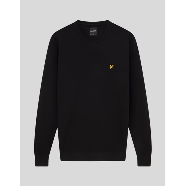 Sweat-shirt col rond en coton noir jais <span itemprop=