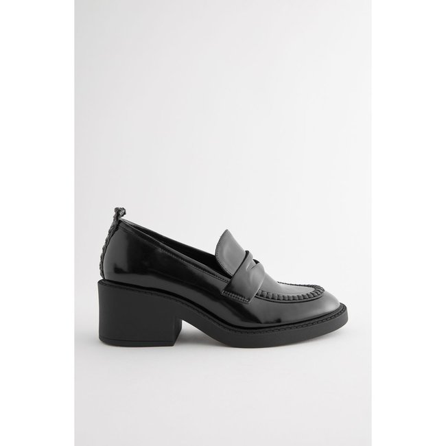 Mocassins à talons coupe classique noir <span itemprop=