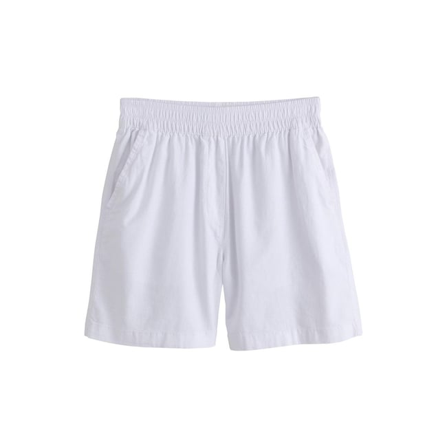 Short d’été en lin majoritaire blanc <span itemprop=