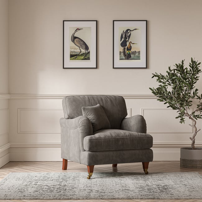 Emeline Soft Brushed Armchair with Castor Legs - ÉDITÉ