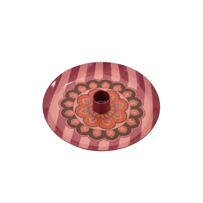 Bougeoir en métal laqué imprimé Couleur rose <span itemprop=