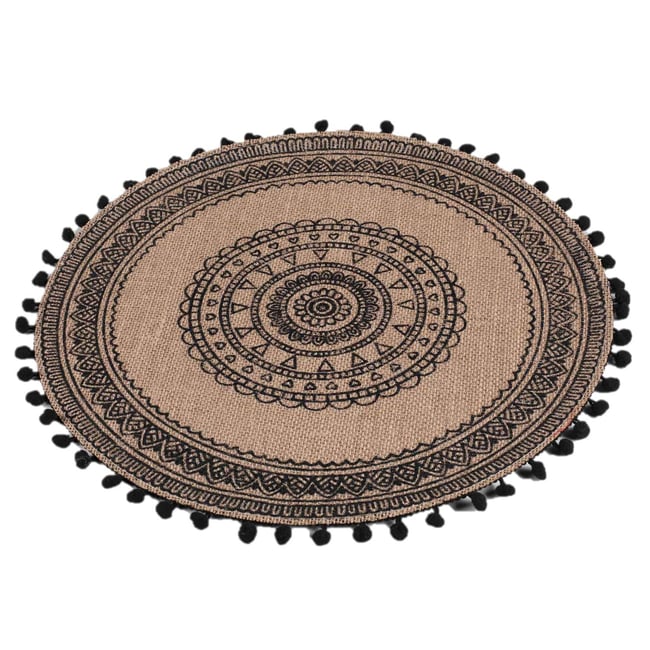 Set de table en jute avec pompons AZUSA noir <span itemprop=