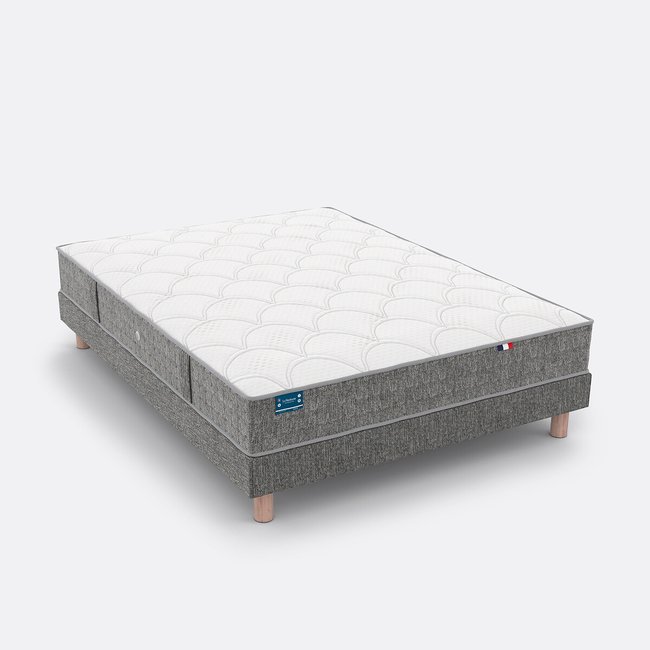 Sommier tapissier ressorts boxspring déco Couleur gris <span itemprop=