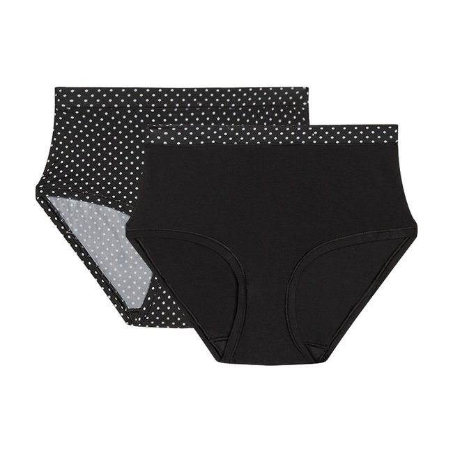 Pack of 2 Oh My Shorts, black/polka dot print, DIM