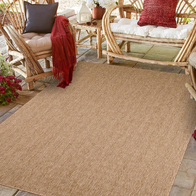 Tapis extérieur tissé kilim rectangle JUTE ART 4 Couleur beige <span itemprop=