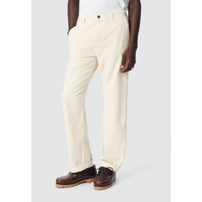 Pantalon chino droit velours milleraies off white <span itemprop=