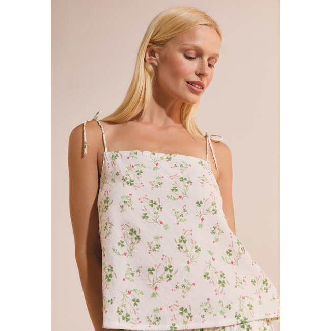 Caraco de pyjama à motifs radis TILLIEUL blanc <span itemprop=