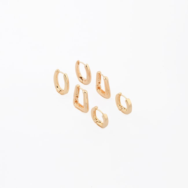 Set x3 petites créoles articulées dorées doré <span itemprop=