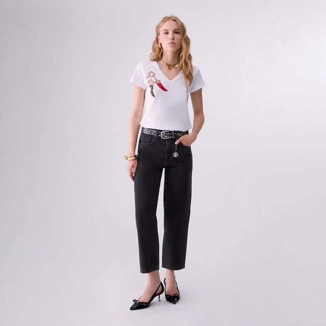 Jean boyfriend avec déchirures denim noir <span itemprop=