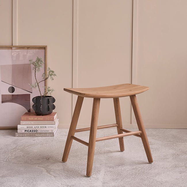 Tabouret en teck massif  AMBRE Couleur naturel <span itemprop=